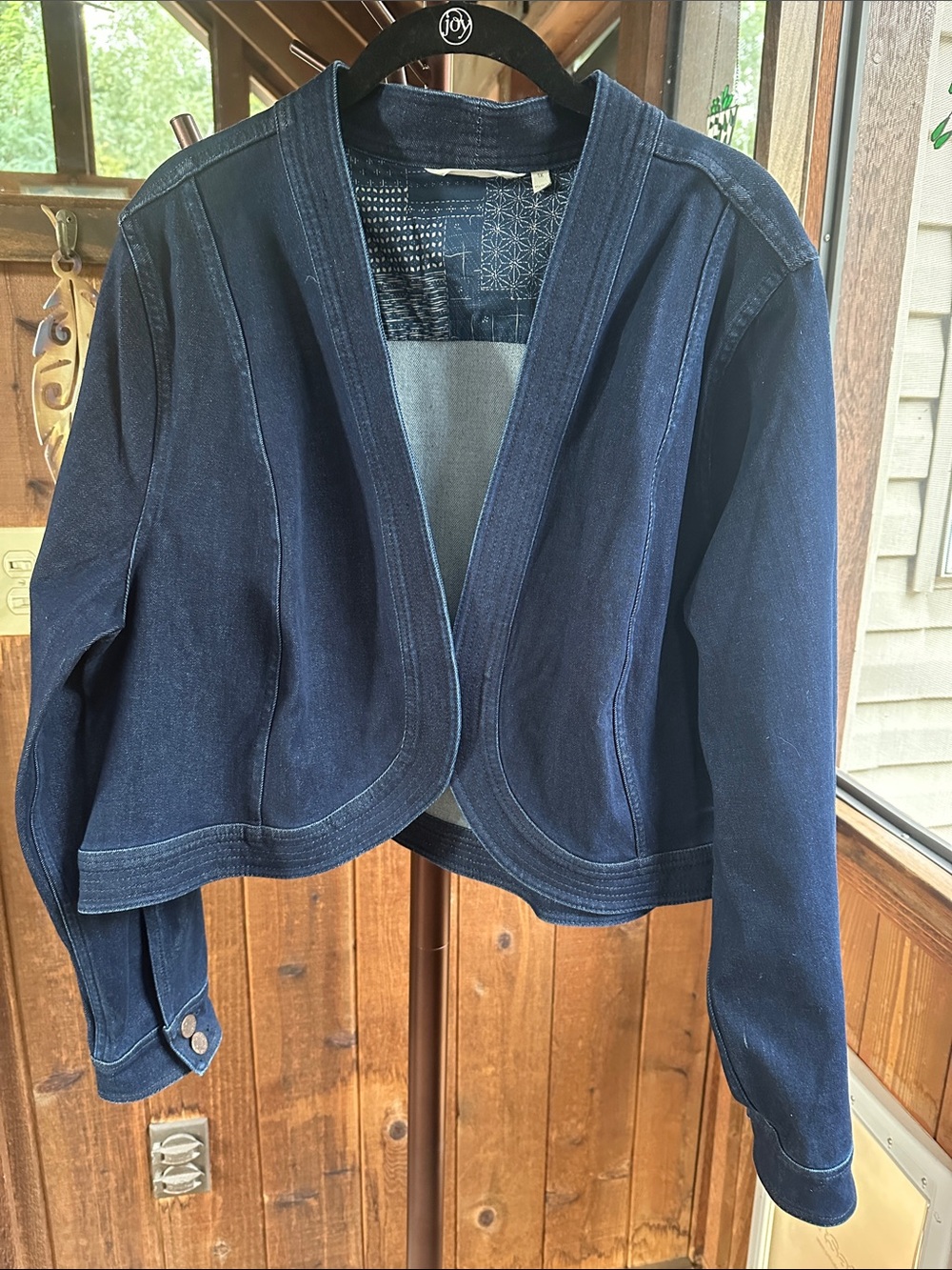 Soft Surroundings Dark Blue Open-Front Denim Jacket